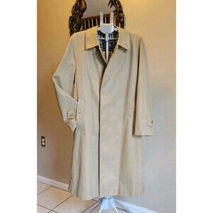 Burberry's Prorsum Vintage Balmacaan Tan Trench Coat Long Nova Check Mens Sz 50